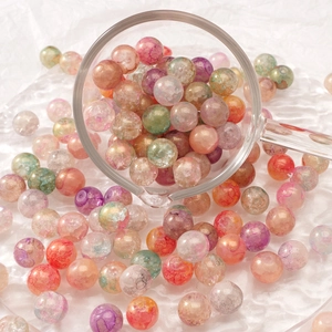 Cuentas de vidrio craquelado coloridas para joyería DIY con acabado perlado brillante