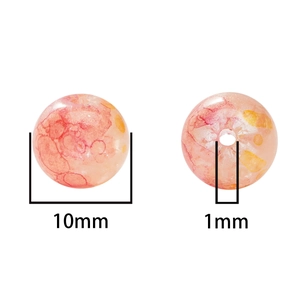 Cuentas de vidrio de 10mm con textura de tinta rosa dorada para joyería artesanal