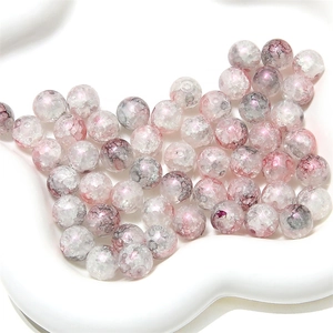 Macro de perles en verre craquelé violet de 8mm pour bijoux DIY en plateau cœur