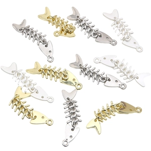 Pendentifs arêtes de poisson en alliage doré et argenté pour bijoux DIY et bracelets