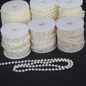 Ivory ABS pearl chain roll set with multiple styles for DIY wedding dress decor