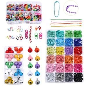 Kit de accesorios para joyas DIY con cadenas de bolas de colores y cierres de aleación