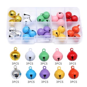 Set de 30 cascabeles de colores para manualidades con caja de plástico de 10 celdas