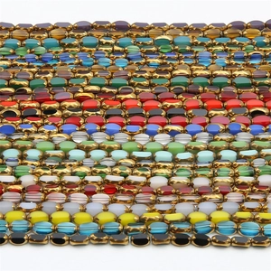 Polished faceted glass rice beads with gold-plated edges for DIY jewelry making
