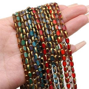 Colorful oval faceted crystal beads with gold metal frames for DIY jewelry necklaces