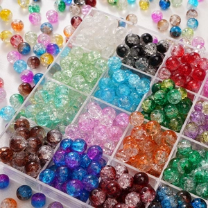 Kleurrijke crackle glazen kralen set in opbergdoos voor DIY sieraden maken ambachten