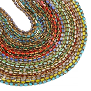 Faceted Glass Crystal Rice Shape Beads With Gold Edge Loose Beads For DIY Jewelry Making Necklace Bracelet Accessory