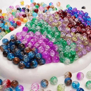 Tweekleurige Crackle Glas Losse Ronde Spacer Kralen Voor DIY Armband Ketting Handgemaakte Sieraden Maken Ambachtelijke Materialen