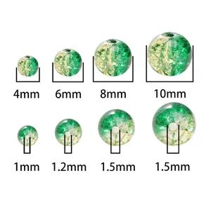 Tableau des tailles des perles en verre craquelé de 4mm à 10mm pour accessoires bijoux DIY