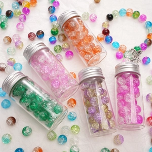 Perles de verre colorées avec effet craquelé pour bijoux DIY et bracelets artisanaux