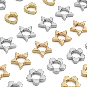 Metallic CCB star heart and flower spacer beads in gold and silver finish for DIY jewelry