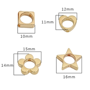 Golden CCB plastic spacer beads in star, heart, and flower shapes for DIY jewelry making