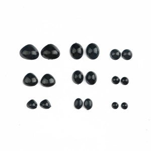 Assorted black plastic safety eyes and noses in various shapes for DIY doll crafting