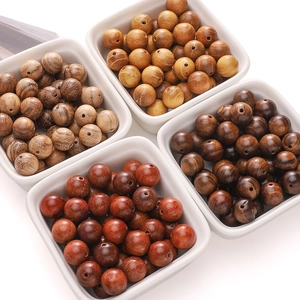 Polished natural wood beads in four colors for DIY jewelry making and bracelets