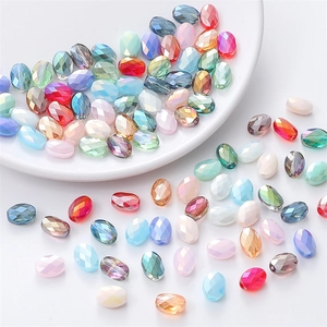 Faceted Flat Oval Glass Crystal Beads DIY Jewelry Making Accessories For Necklaces Bracelets Beading Materials AB Coating