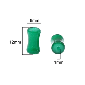 Green bamboo-shaped glass spacer beads for DIY jewelry with 12x6mm size detail