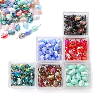 Faceted oval glass crystal beads for DIY jewelry making in assorted vibrant colors