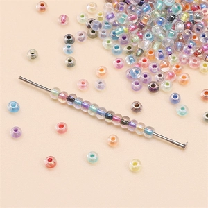 Assorted 2-4mm iridescent pearlescent glass seed beads for DIY jewelry projects
