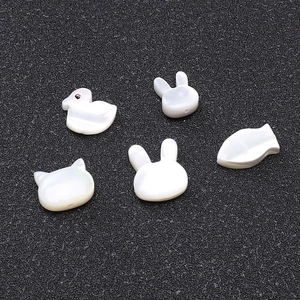 White natural mother of pearl shell animal beads in duck, rabbit and cat shapes for DIY jewelry