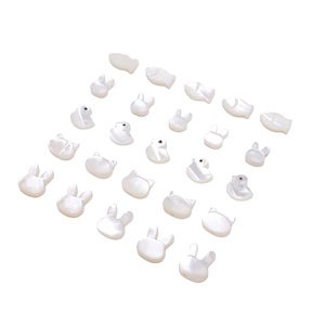 Natural white mother of pearl animal beads including rabbit and fish shapes for DIY jewelry