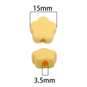 Détails de perles de fleurs jaunes en acrylique 15mm avec trou 3.5mm pour bijoux