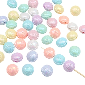 Perles plates en acrylique macaron avec gravure Rich et fini nacré pour bijoux DIY