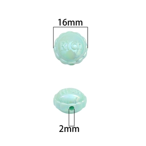 Perles en acrylique vert menthe 16mm avec relief Rich et bords ondulés pour bijoux DIY