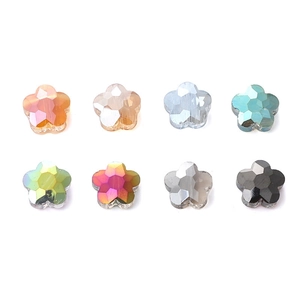 10mm flower-shaped faceted glass crystal beads in eight assorted colors for DIY jewelry
