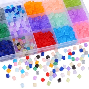 Frosted Glass Cube Beads Square Loose Spacer Beads For DIY Jewelry Making Bracelet Necklace Handcraft Materials Supplies