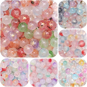 DIY colorful ink marble and gold foil glass beads for handmade jewelry craft making