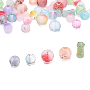 Ink-wash style translucent glass beads and bamboo shaped charms for DIY jewelry making