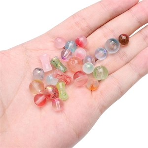 Colorful ice-transparent ink dyed glass beads with gold foil for DIY jewelry making