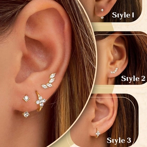Eleganti orecchini in acciaio inossidabile dorato con zirconi marquise da donna