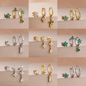 Mode Edelstahl Zirkonia Blume Ohrstecker Creolen Für Damen Minimalistisch Eingelegter Strass Stern Ananas Blatt Ohrschmuck Sortiment Geschenk