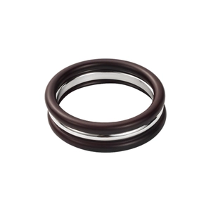 Bracciale geometrico minimalista marrone e argento con elegante finitura in metallo