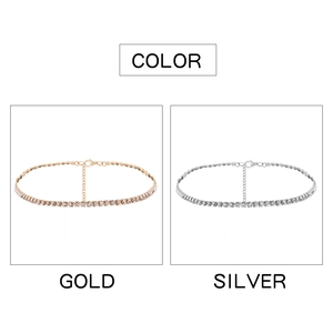 Detailansicht der Strass-Choker-Halsketten in Gold und Silber mit Karabinerverschluss