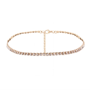 Elegantes goldenes Choker-Halsband mit funkelnden Strasssteinen und Karabinerverschluss