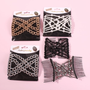 Set di cinque pettini magici con perline e fiocchi in vari colori eleganti e raffinati