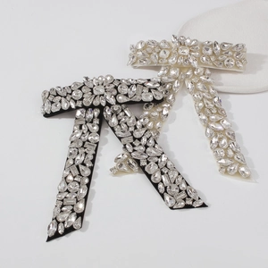 Barrette à Cheveux Nœud en Strass de Luxe pour Femmes Élégante Base en Velours Pince à Ressort Accessoire de Cheveux en Cristal