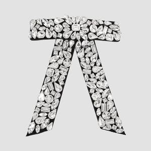 Détails de la barrette à cheveux nœud noir avec cristaux de luxe et strass étincelants