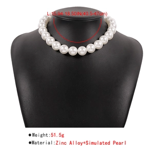 Detailed size and weight chart for the elegant pearl choker necklace with metal clasp