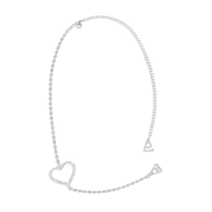 Close-up of sparkling rhinestone butterfly body chain with hollow heart pendant detail