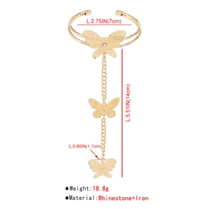 Detailed size specifications of golden butterfly slave bracelet with iron and rhinestones