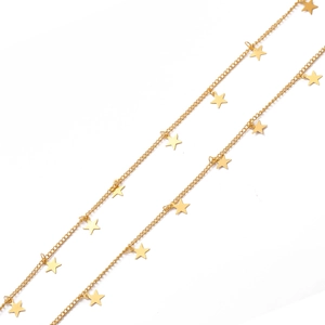 Colliers à chaîne délicate plaqués or 18K avec de multiples petits pendentifs en étoile