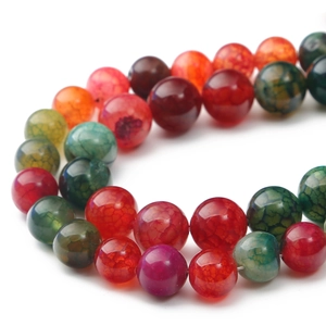 Colorful dragon vein agate round beads for DIY jewelry making with crackle texture