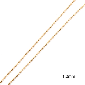 Detail of 1.2mm 18K gold-plated ball chain for DIY necklace making and jewelry supplies