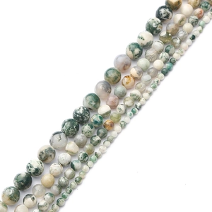 Natural white moss agate round beads for DIY jewelry making in various sizes 4mm-12mm