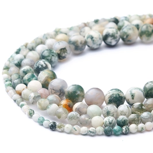 Natural white moss agate beads for DIY bracelets and necklaces in various sizes