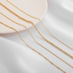 18K Gold Plated Metal Bead Chain Bamboo Bar Chain Bulk For DIY Necklace Semi-Finished Jewelry Making Accessory Gold Chains