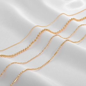 18K gold plated beaded ball chain for DIY necklaces with bright metallic luster